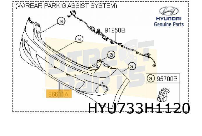 Hyundai i10 (1/14-1/17) achterbumper (bij PDC) (te spuiten), Auto-onderdelen, Carrosserie en Plaatwerk, Bumper, Hyundai, Achter