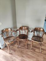 3 cafe stoelen, Ophalen, Gebruikt, Bruin