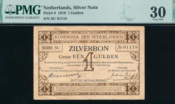 PMG: 1 Gulden 1916 ‘Zilverbon’ - SU01118 beschikbaar voor biedingen