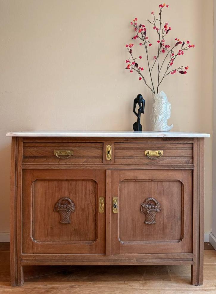 Antieke commode / dressoir marmer blad, Huis en Inrichting, Kasten | Dressoirs, Zo goed als nieuw, 25 tot 50 cm, Ophalen