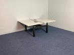 9 x Bench bureau Gispen (slinger), wit blad, 160 x 170 cm., Ophalen, In hoogte verstelbaar, Gebruikt