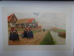 litho zicht op oude Marken, klederdracht, H. Cassiers 1900, Antiek en Kunst, Verzenden