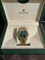 Rolex daydate echt goud plated met groene dial SUPER FAC, Ophalen of Verzenden, Zo goed als nieuw, Goud, Rolex