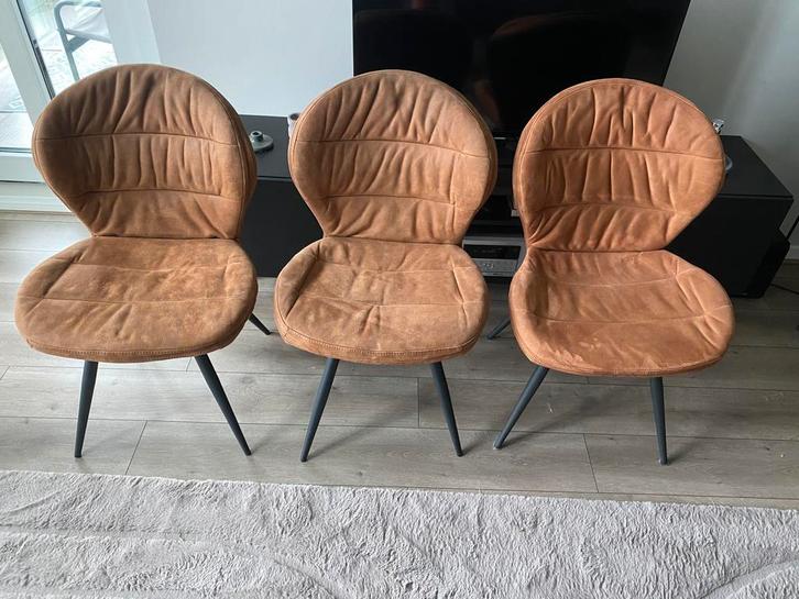 3 Lenn eetkamerstoelen bruin/cognac, Huis en Inrichting, Stoelen, Nieuw, Drie, Bruin, Ophalen