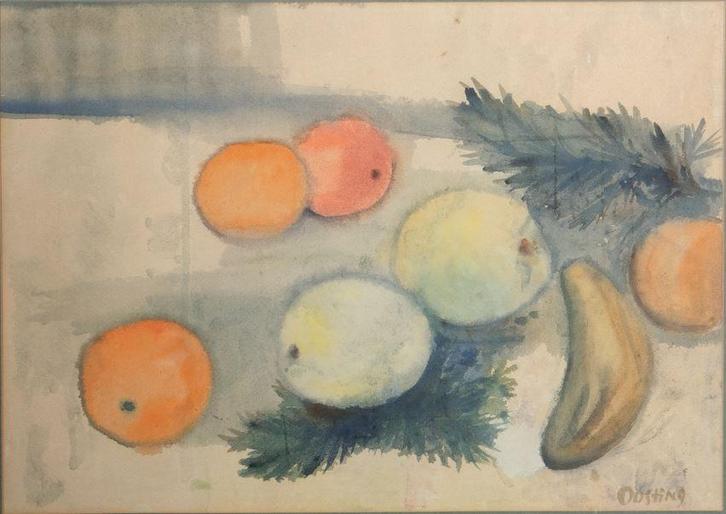 Adriana Jeanne Bieruma Oosting (1898)Aquarel "Stilleven" Ges, Antiek en Kunst, Kunst | Schilderijen | Modern, Ophalen of Verzenden