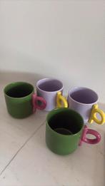 4 kleurrijke theemokken, Ophalen of Verzenden, Overige stijlen, Kop(pen) en/of Schotel(s), Glas