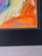 Groot olieverfschilderij in zwarte lijst, Ophalen