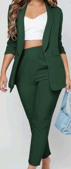 Broekpak groen maat 36 s blazer colbert oversized kleding, Groen, Kostuum of Pak, Zo goed als nieuw, Maat 36 (S)