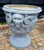 Grote grijze bloempot met gezicht, Ophalen, Gebruikt, 40 cm of meer, Rond