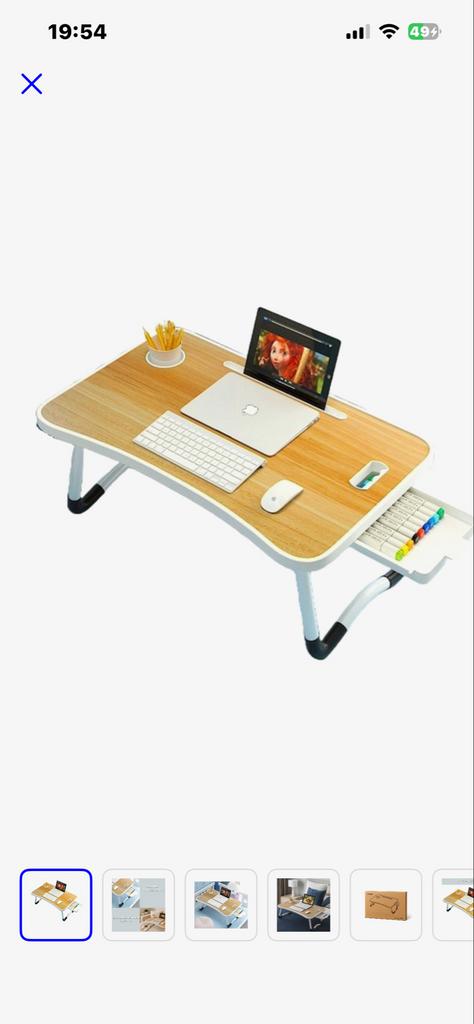 Bedtafel met opbergvak en bekerhouder, Ophalen, Nieuw, In hoogte verstelbaar