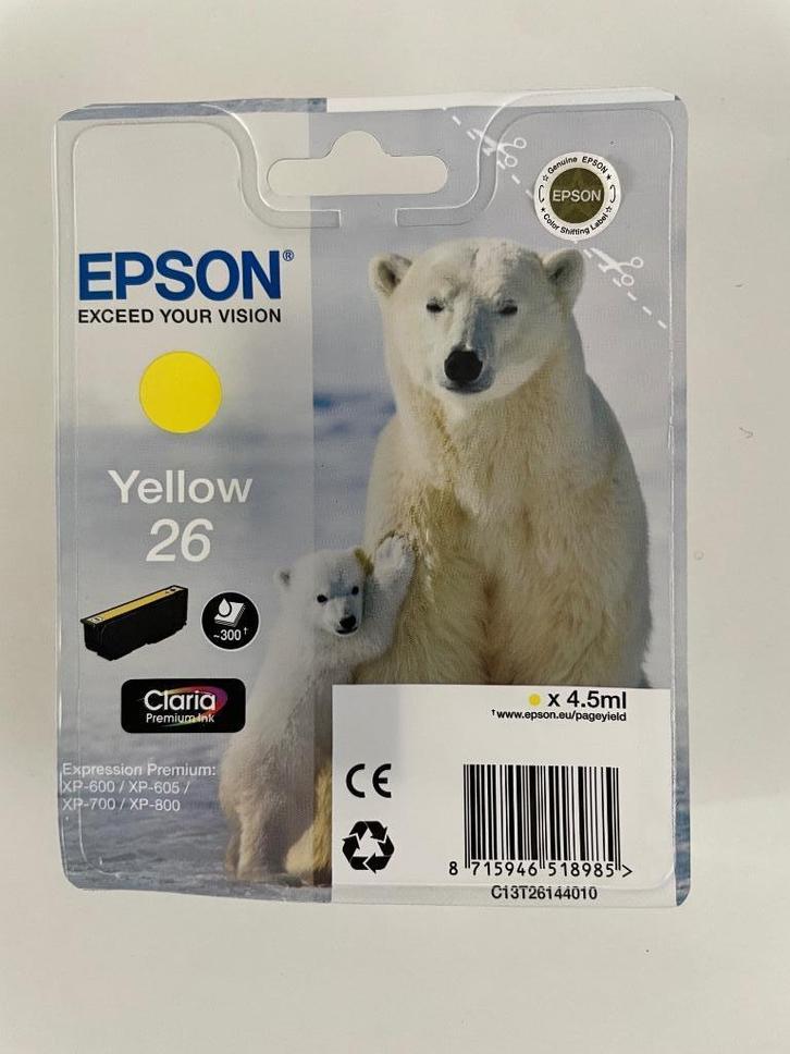 Epson 26 inktcartridge yellow – 4.5 ml – Nieuw, Computers en Software, Printerbenodigdheden, Nieuw, Cartridge, Ophalen of Verzenden