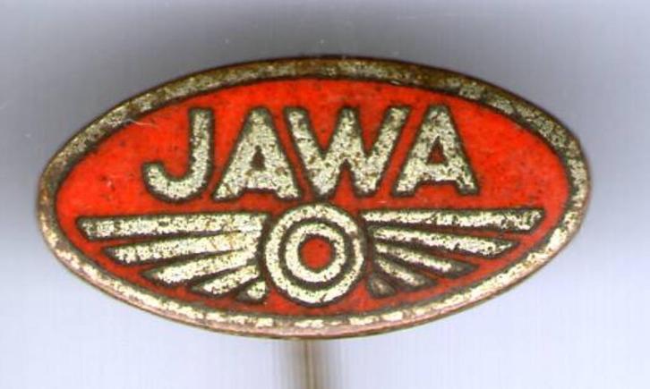 JAWA rood email op koper motorfiets speldje ( G_052 ), Verzamelen, Speldjes, Pins en Buttons, Zo goed als nieuw, Speldje of Pin