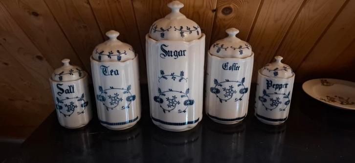 5-delige Saksische Voorraadpotten Set, Antiek en Kunst, Antiek | Keramiek en Aardewerk, Ophalen