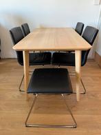 IKEA Lisabo eettafel 140x78 en 4 Volfgang stoelen + krukje, Ophalen, Zo goed als nieuw