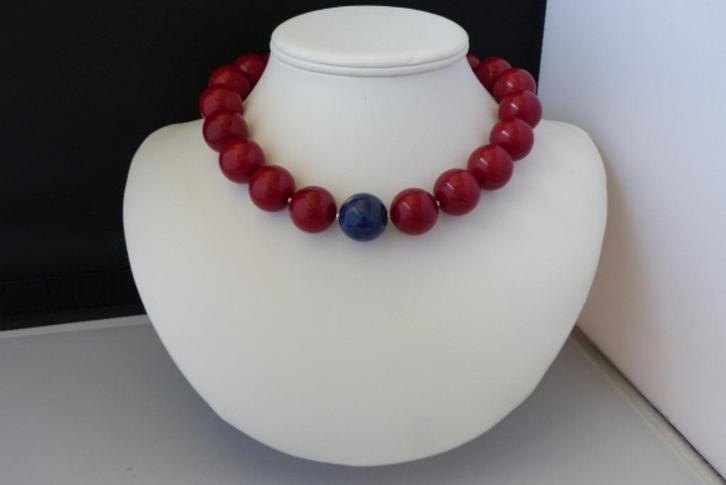 Agaat (20 mm) ketting/oorhanger-set, Sieraden, Tassen en Uiterlijk, Kettingen, Nieuw, Steen of Mineraal, Rood, Met edelsteen, Verstelbaar