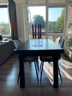 Massief houten Zwarte Eettafel (evt met Stoelen), Ophalen of Verzenden, Gebruikt