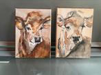 Leuke koe schilderijtjes, Ophalen of Verzenden, Zo goed als nieuw, Schilderij, Minder dan 50 cm