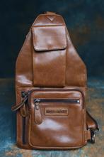 Hillburry cross body tas. schoudertas. handmade. leer, Ophalen of Verzenden, Zo goed als nieuw, Bruin, Schoudertasje