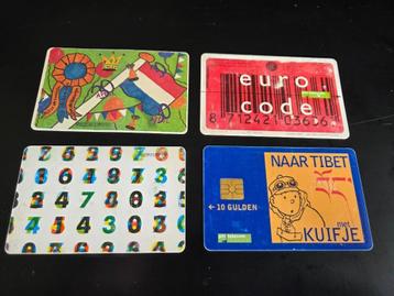Vier telefoonkaarten in goede conditie, Kuifje, April, Euro  beschikbaar voor biedingen