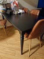 Black wooden extendable dining table (ikea) for sale, Ophalen, 100 tot 150 cm, Zo goed als nieuw, Vijf personen of meer