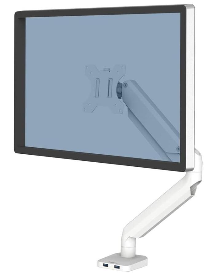 Fellowes Gasveer Monitorarm Platinum Series, Computers en Software, Monitoren, Zo goed als nieuw, 60 Hz of minder, In hoogte verstelbaar