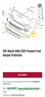 GEZOCHT: Onderplaat Bumper/Splitter Fiat 500e Abarth 2023-NU, Ophalen, Voor, Fiat, Bumper