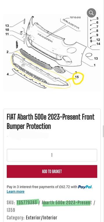 GEZOCHT: Onderplaat Bumper/Splitter Fiat 500e Abarth 2023-NU beschikbaar voor biedingen