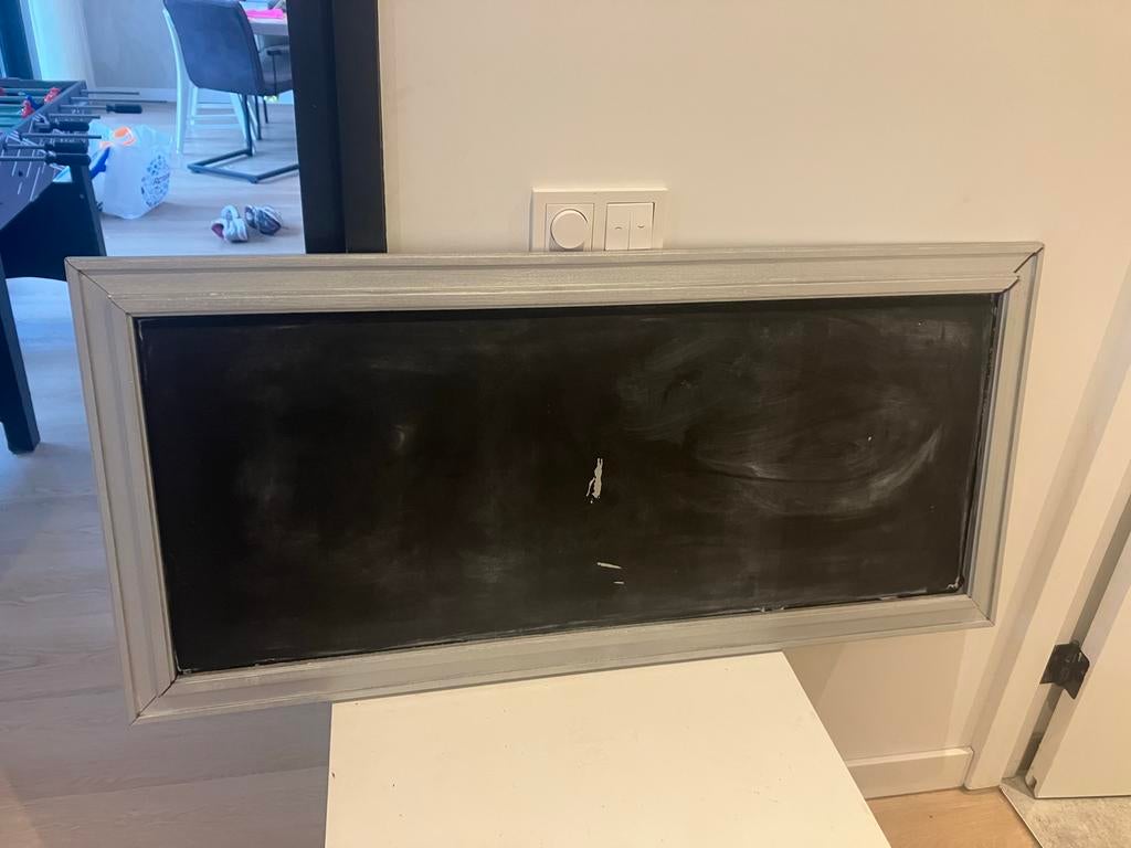 Oude lijst met zilveren rand en krijtbord, Ophalen, Gebruikt, Metaal of Aluminium, Minder dan 50 cm