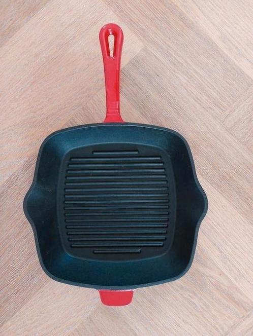 Livorno 25cmx25cm  gietijzeren grilpan kleine beschadiging, Huis en Inrichting, Keuken | Potten en Pannen, Gebruikt, Koekenpan of Braadpan