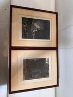 Kunstwerk c.l. dake: Studie en onverwachts bezoek, Antiek en Kunst, Kunst | Etsen en Gravures, Ophalen