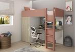 Flow hoogslaper met bureau en kast - 90x200 - Eiken/roze