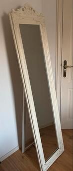 Witte Spiegel met Sierlijke Lijst, Minder dan 50 cm, Gebruikt, Ophalen of Verzenden, 150 tot 200 cm