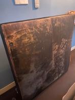 Minotti lederen hocker / poef - 127x127 cm, Ophalen, Overige materialen, Gebruikt, Zwart