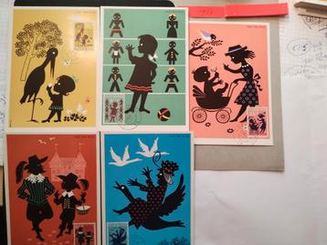 Hele serie prachtige Kinderpostzegel kaarten uit 1963. beschikbaar voor biedingen