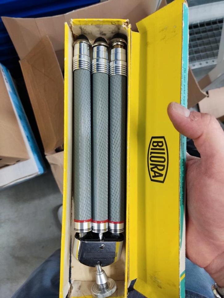 Vintage Bilora Billoret Ministatief met Doos, Audio, Tv en Foto, Fotografie | Statieven en Balhoofden, Gebruikt, Ministatief, Minder dan 150 cm