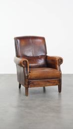 Vintage stoere schapenleren armchair met een hoge rug, Ophalen, Gebruikt, ., Vintage