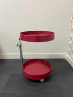 Vintage serveerwagen/bijzettafel rood kunststof, Gebruikt, Ophalen, 45 tot 60 cm, Minder dan 55 cm