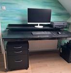 Groot bureau (80x160) met ladekastje, Huis en Inrichting, Bureaus, Ophalen, In hoogte verstelbaar, Gebruikt, Bureau
