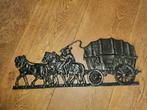 Muurdecoratie. Gietijzer Huifkar met paarden, Ophalen of Verzenden, Gebruikt