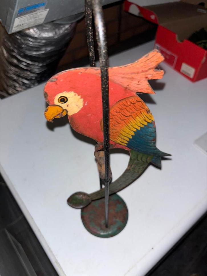 Antieke Balanceer Papegaai, Antiek en Kunst, Kunst | Beelden en Houtsnijwerken, Ophalen of Verzenden