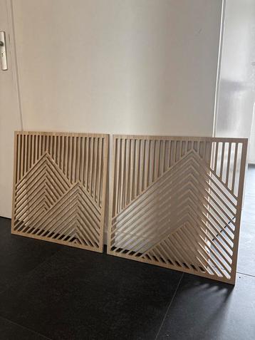 Houten Wanddecoratie - Set van 2 beschikbaar voor biedingen