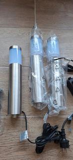 3 stuks  nieuwe chromen tuinlampen., Ophalen, Nieuw, Minder dan 50 watt