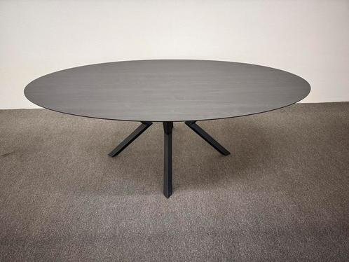Ovale eettafel HPL antraciet eiken 220x120, Huis en Inrichting, Tafels | Eettafels, Zo goed als nieuw, 100 tot 150 cm, 200 cm of meer
