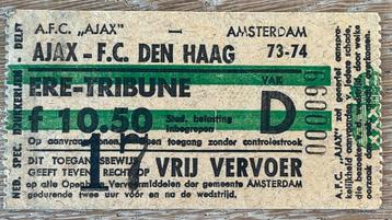 Toegangskaartje Ajax-FC Den Haag 1973/74 beschikbaar voor biedingen