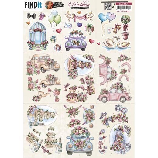 Yvonne Creations CD12004 Wedding Mini 3D knipvel A4, Hobby en Vrije tijd, Kaarten | Zelf maken, Nieuw, Knipvel, Overige thema's