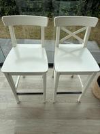 IKEA barkrukken Ingolf wit (2 stuks), Ophalen, Gebruikt, 60 tot 90 cm, Hout