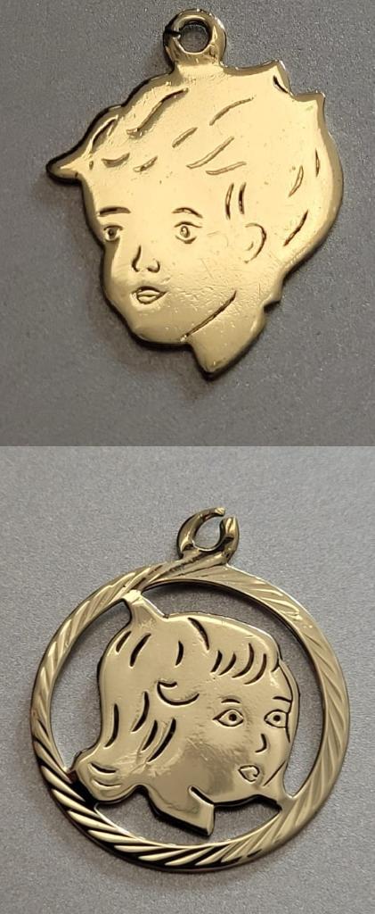 14 karaat gouden bedeltjes, meisje & jongen [585] [SALE], Sieraden, Tassen en Uiterlijk, Armbanden, Gebruikt, Goud, Goud, Verzenden