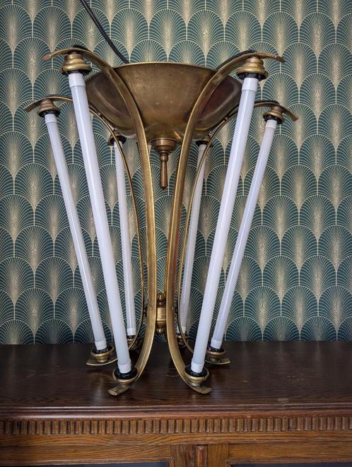 vintage art deco kroonluchter, hanglamp, Huis en Inrichting, Lampen | Hanglampen, Gebruikt, 50 tot 75 cm, Metaal, Ophalen