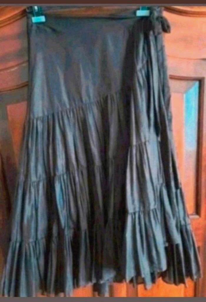 Bruine lange katoenen Burberry strokenrok maat 14 (40), Kleding | Dames, Rokken, Zo goed als nieuw, Maat 38/40 (M), Bruin, Onder de knie