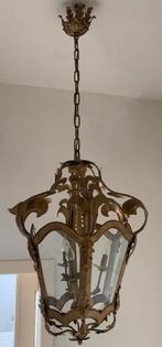 Grote Gietijzeren hallamp / kroonluchter / paleislamp, Ophalen of Verzenden, Zo goed als nieuw, Glas, Palies lamp groot Kroonluchter Groot Messing